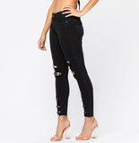 Black Leopard Patch Jeans