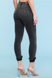 Plus Black Destroyed Hem Cuff Skinny Jeans