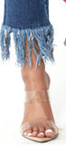 Plus High Rise Distressed Frayed Hem