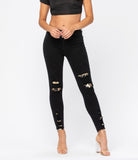 Black Leopard Patch Jeans