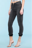 Plus Black Destroyed Hem Cuff Skinny Jeans