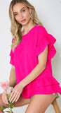 Fuchsia Ruffle Top