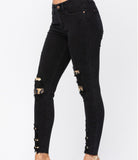 Plus Black Leopard Patch Jeans