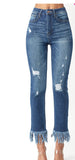 Plus High Rise Distressed Frayed Hem