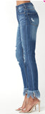Plus High Rise Distressed Frayed Hem