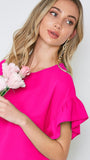 Fuchsia Ruffle Top