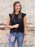 Mercedes Beaded Stripe/Crossbody Clutch