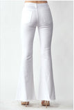 White Flared Raw Hem Jeans
