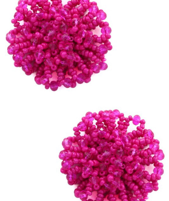 Beaded Cluster Flower Earrings