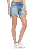 Medium Blue Distressed Bermuda Shorts