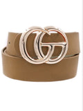 Faux Leather Double Metal Ring Belt