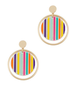 Striped Round Dangle Earrings
