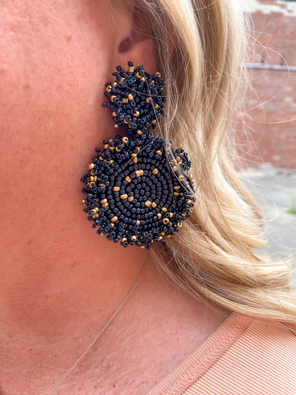 Beaded Black/Gold Earrings